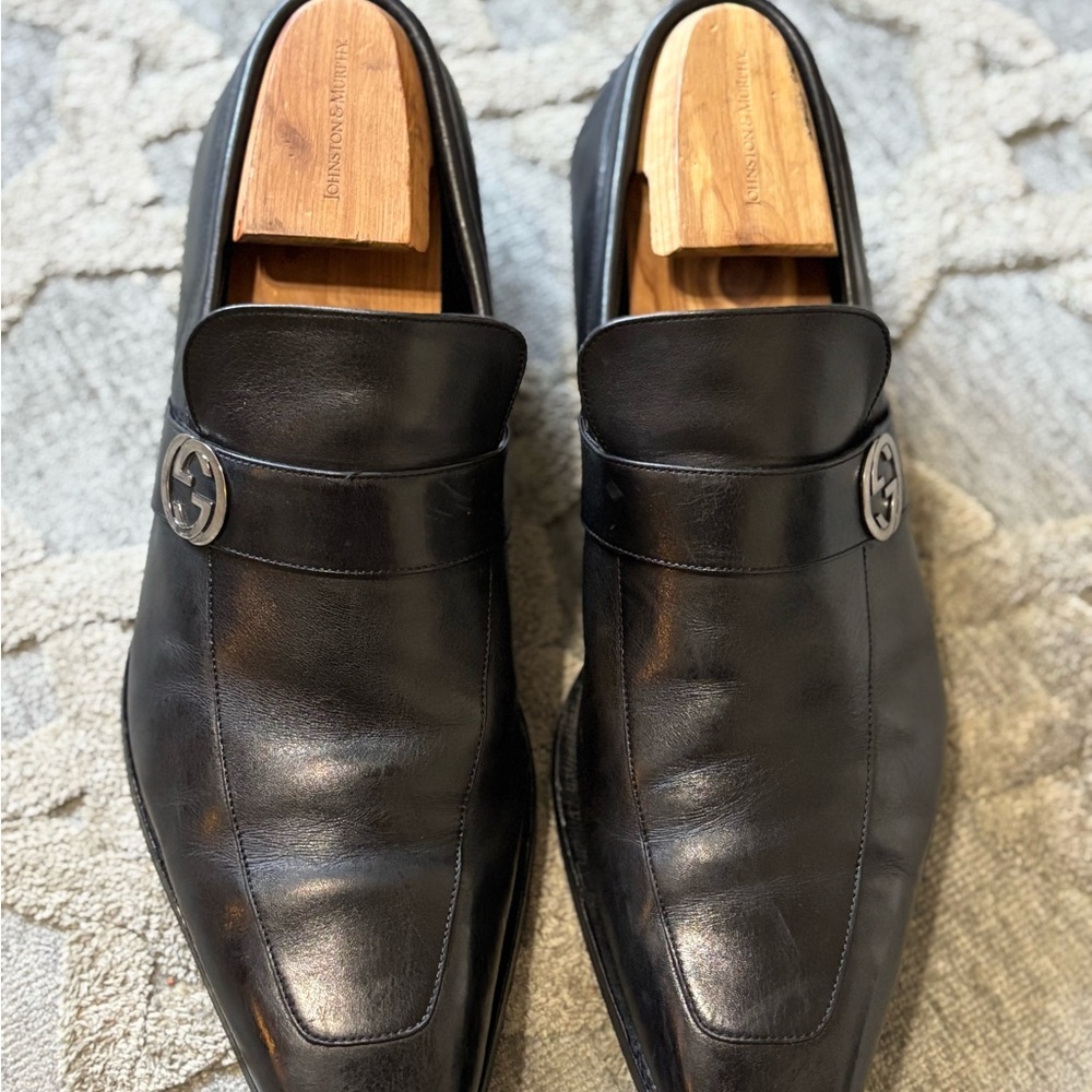 Men's Gucci Black Leather Loafers Size 10 D